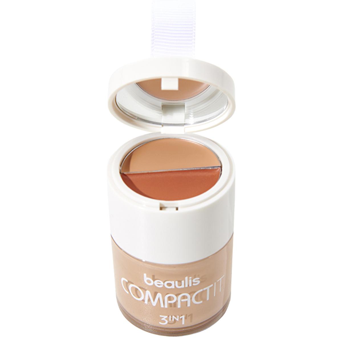 Beaulis 3-in-1 Compact Makeup - Foundation, Blush, Concealer for Natural Look