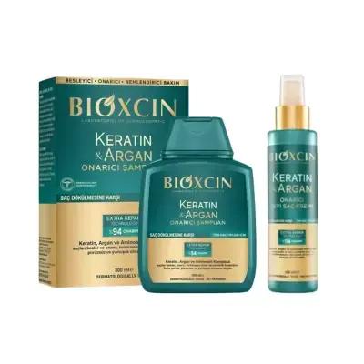 Bioxcin Keratin & Argan Hair Care Set: Repair, Strengthen & Prevent Hair Loss - Sulfate Free Shampoo & Leave-In Conditioner for Damaged Hair