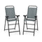 Patio Folding Bar Stool Set of 2 with Metal Frame and Footrest