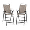 Patio Folding Bar Stool Set of 2 with Metal Frame and Footrest