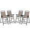 Patio Folding Bar Stool Set of 4 with Metal Frame and Footrest