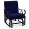 Patio Glider Rocking Chair with Thick Cushion and Curved Armrest