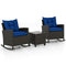 Patio Rattan Roker Chairs with Tempered Glass Table and Soft Cushions for Backyard Poolside Porch