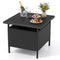 Patio Square Wicker Side Table with Umbrella Hole for Yard Garden Poolside