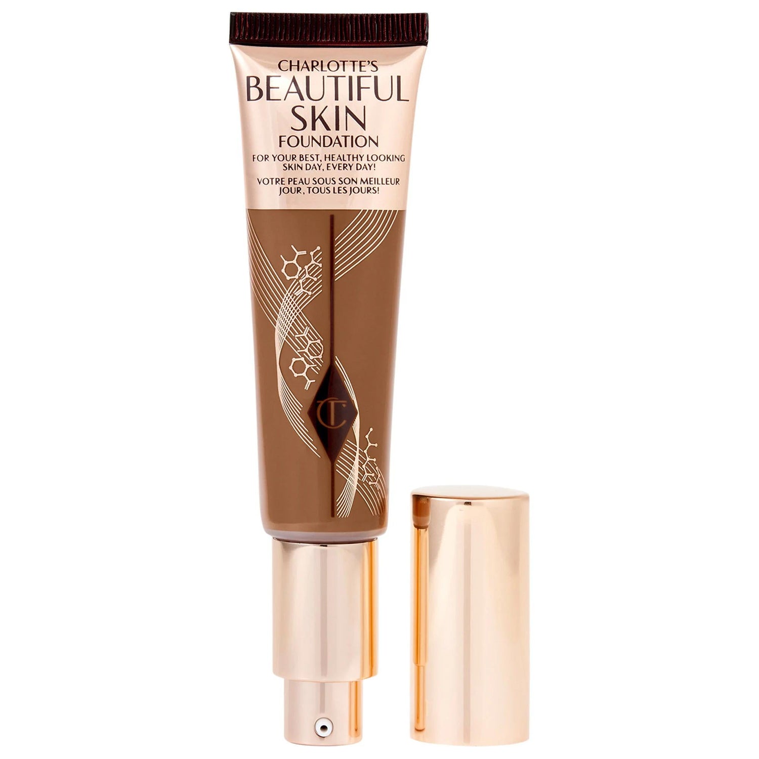 Charlotte Tilbury Beautiful Skin Medium Coverage Liquid Foundation with Hyaluronic Acid - 16 Hour Wear, Natural Glow, Skincare-Infused Makeup