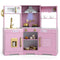 Pretend Play Kitchen Wooden Toy Set with Range Hood Real Sounds and Lights