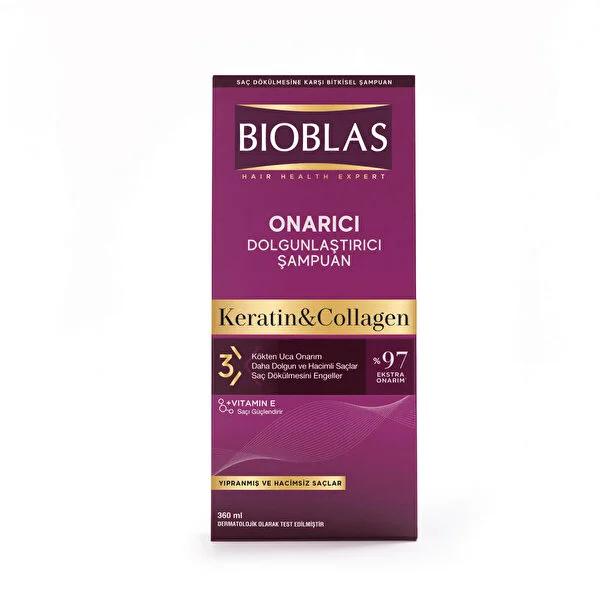 Bioblas Collagen & Keratin Volumizing Shampoo for Hair Loss - 12.18 fl oz Nourishing Hair Care