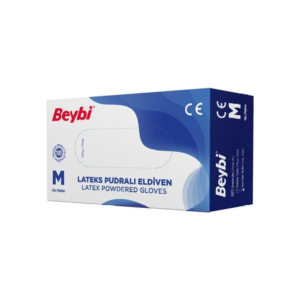 Beybi Latex Gloves - Protective, Hygienic, and Comfortable for Professionals - Medium Size, 100 Count