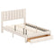 Queen Size Bed Frame with Storage Drawer and Vertical Channel Headboard