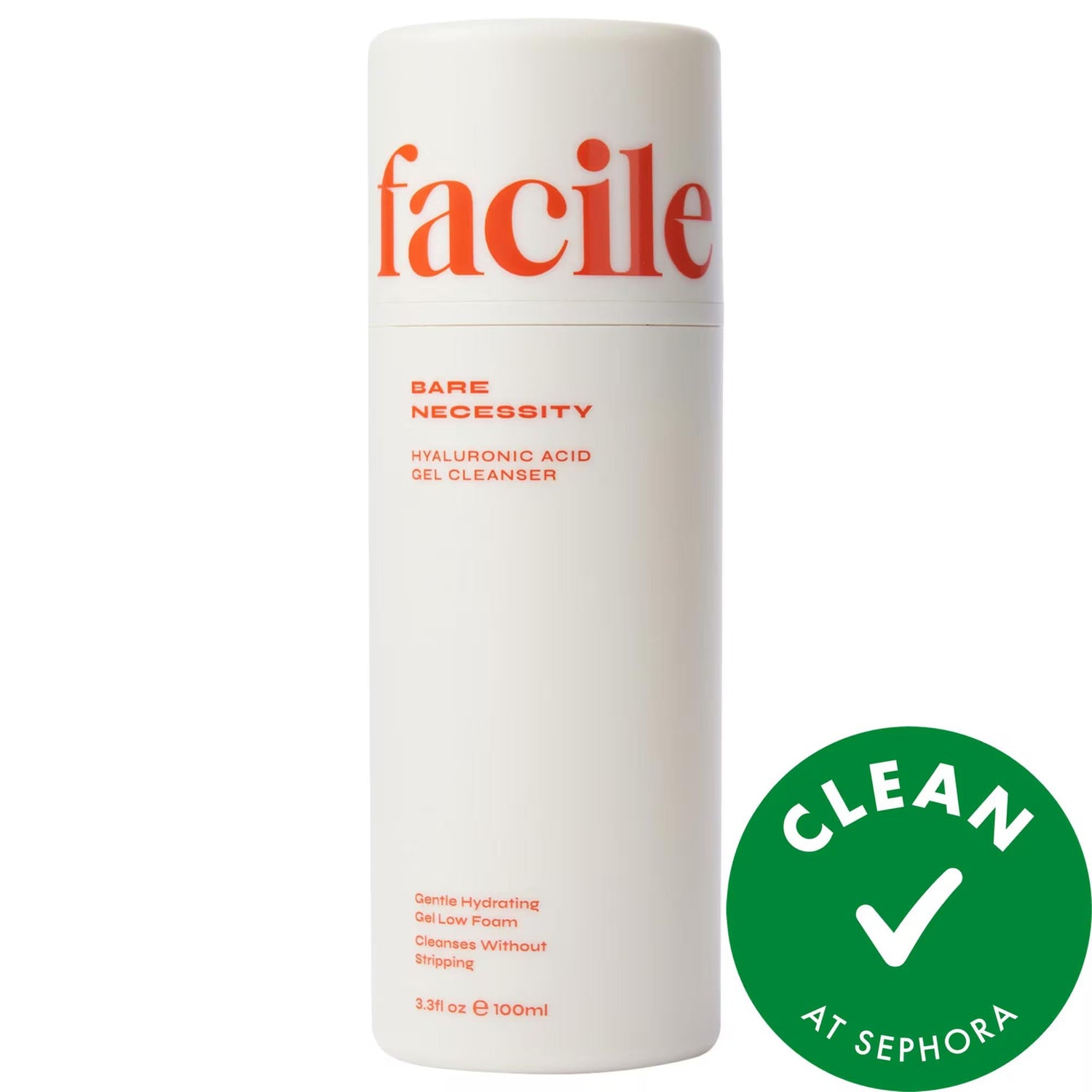 Bare Necessity: Hyaluronic Acid Gentle Facial Cleanser - Hydrating, Vegan, Cruelty-Free for Dry & Sensitive Skin - Makeup Removing & pH Balanced