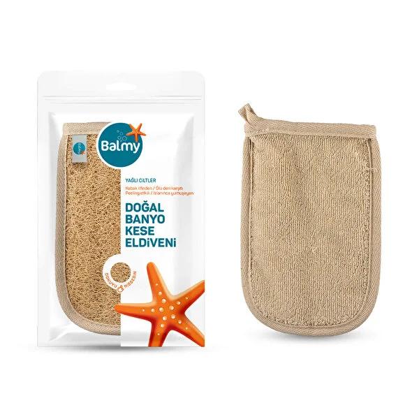 Balmy Havlu Exfoliating Bath Glove - Natural Loofah Double-Sided Skincare for Oily Skin