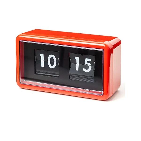 Ideenwelt Retro Digital Flip Clock - Vintage Orange Tabletop Clock | Battery Operated, Easy-to-Read Display | Desk & Shelf Decor
