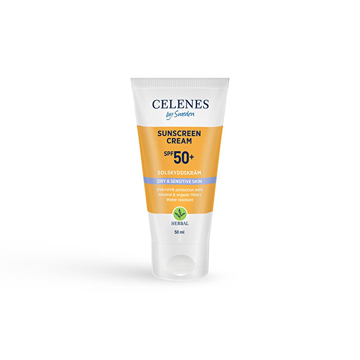Celenes Herbal SPF 50+ Sunscreen: Hydrating UVA/UVB Protection for Dry, Sensitive Skin - Mineral & Organic Filters