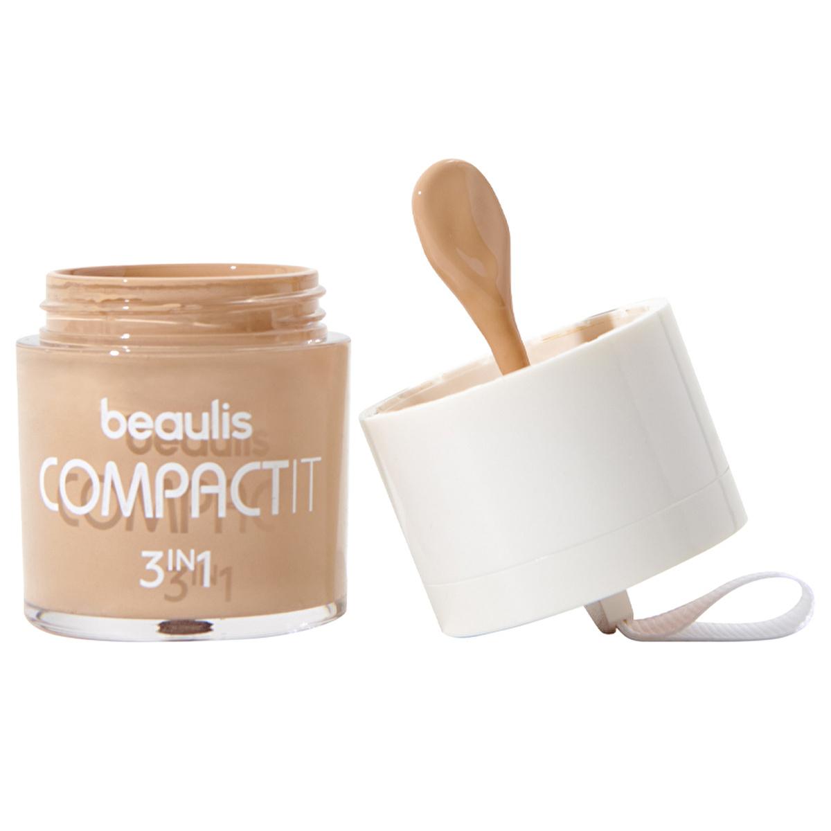 Beaulis 3-in-1 Compact Makeup Palette - Foundation, Blush, Concealer for Natural Finish