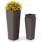 Rattan Tall Planter Set of 2 Outdoor Large Tapered Planters with Removable Inner Trays