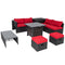 9 Pieces Patio Furniture Set with 32‚Äù Fire Pit Table and 50000 BTU Square Propane Fire Pit