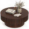 Round Coffee Table with Storage Modern Wooden Drum Coffee Table with Hidden Compartment