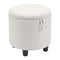 Round Storage Ottoman Linen Fabric Upholstered Footrest Stool