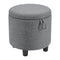 Round Storage Ottoman Linen Fabric Upholstered Footrest Stool