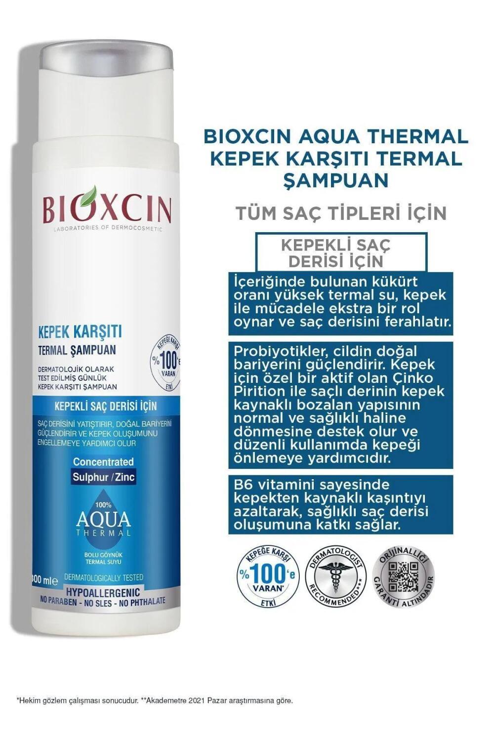 Bioxcin Sulfate-Free Shampoo with Aqua Thermal - Anti-Frizz, Gentle Hair Care, 300ml