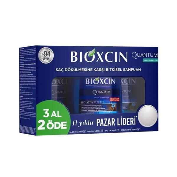 Bioxcin Quantum Shampoo Oily 3x300ml - Paraben-Free Shampoo for Oily Hair with Bio-Active Peptides