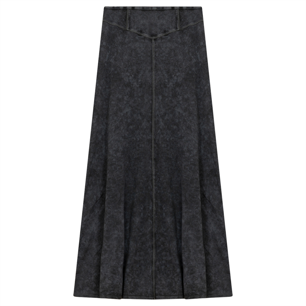Ladies Long Denim Wash Skirt With Seam Down The Center
