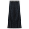 Ladies Denim Rib Long Panel Skirt With Elastic Stripe Waistband