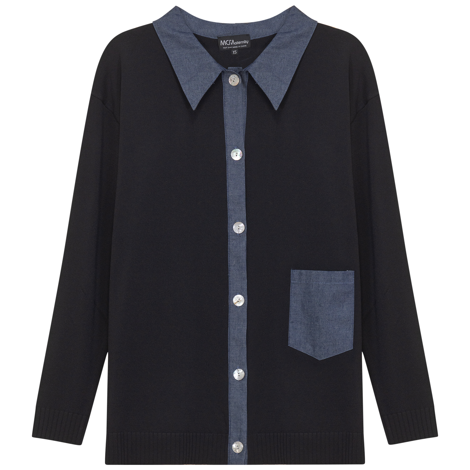 Maternity Rib Knit Color Blocked Jacket