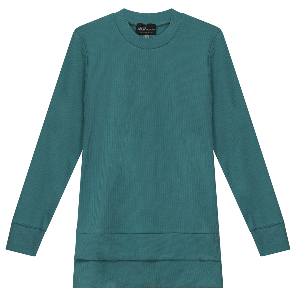 Ribbed Maternity Zip Top