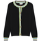 Crew Neck Knit Contrast Stripe Cardigan