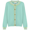 Crew Neck Knit Contrast Stripe Cardigan