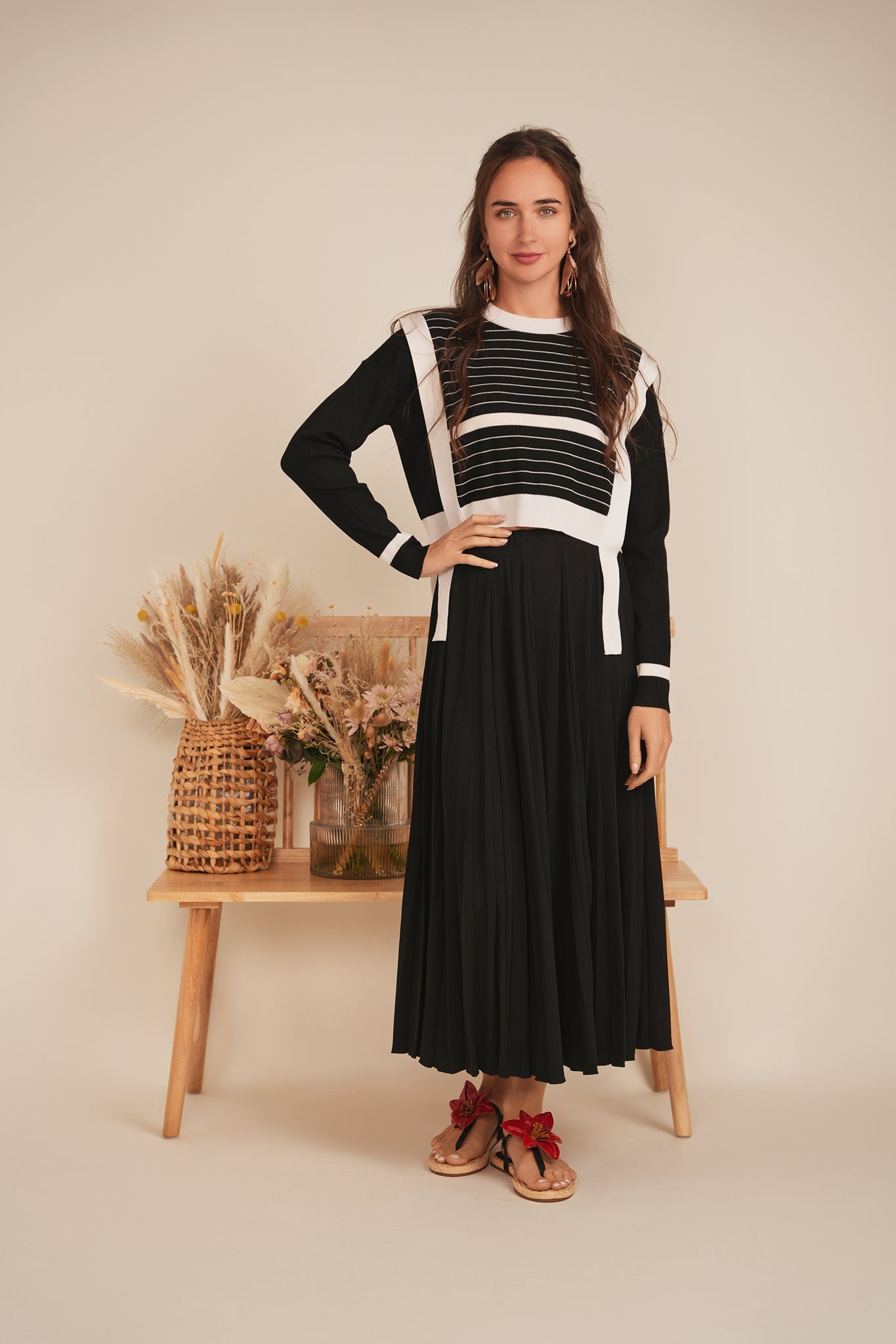 Striped Belt Sweater