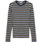 Ribbed Stripped V Neck Tee
