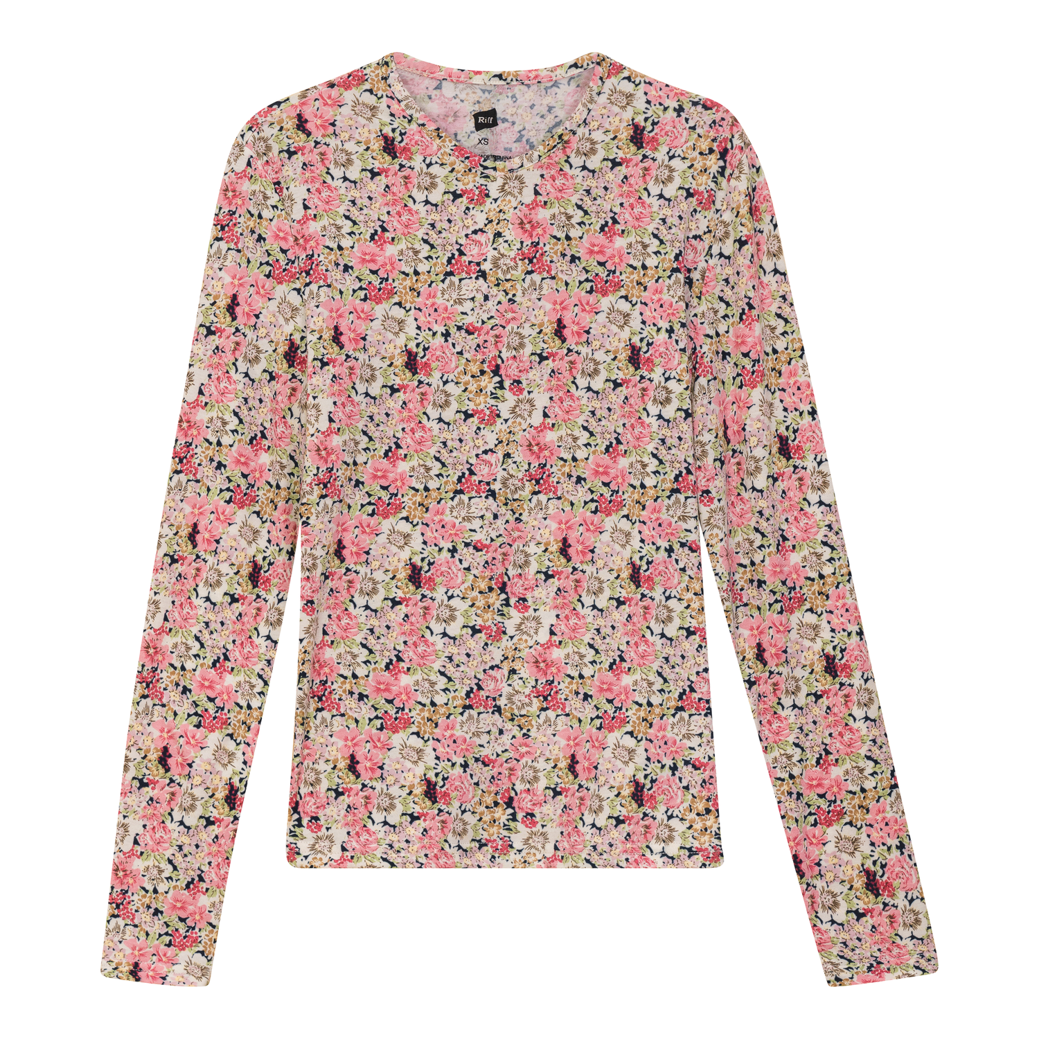 Cotton Floral Long Sleeves V Neck Tee