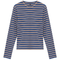 Ribbed Striped V Neck Tee With Bungee Rope