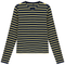 Ribbed Striped V Neck Tee With Bungee Rope