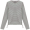 Ribbed Striped V Neck Tee With Bungee Rope
