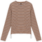 Ribbed Striped V Neck Tee With Bungee Rope