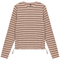 Ribbed Striped V Neck Tee With Bungee Rope