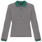 Stripped Ribbed Zipper Henley Tee