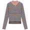 Cropped Striped V Neck Tee