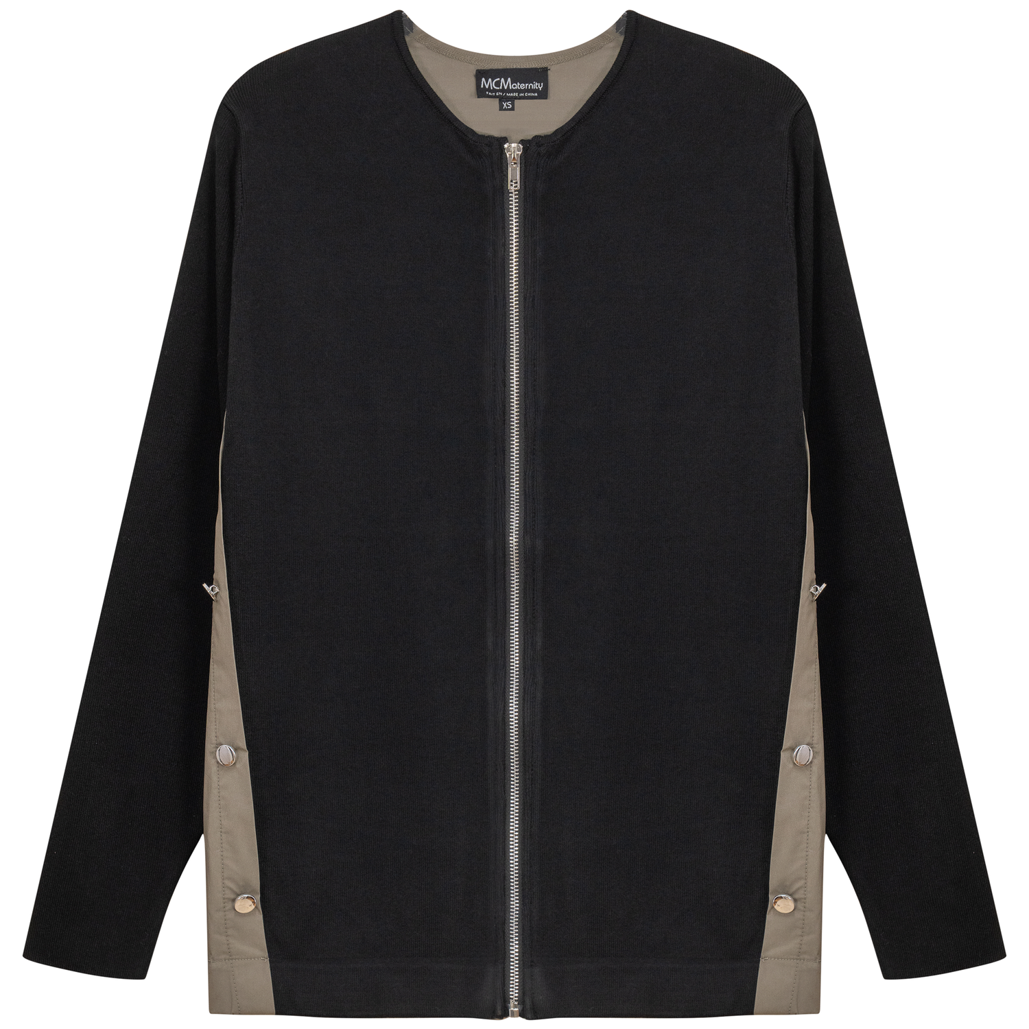 Maternity Knit Shirting Zipper Jacket