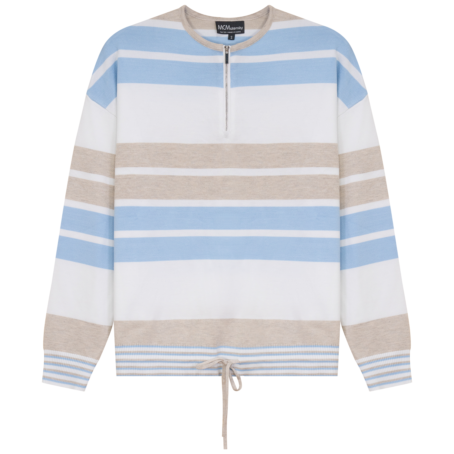 Maternity Henley Stripped Knit Bungee Sweater