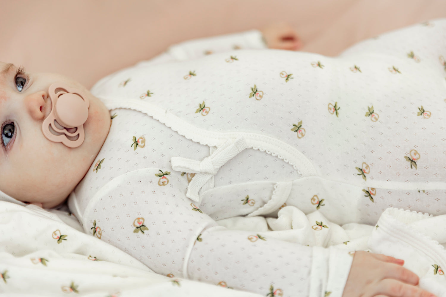 Floral Print Pointelle Blanket