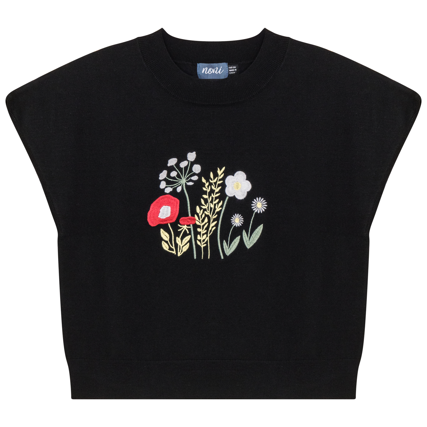 Floral Embroidered Crop Vest