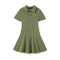 Cable Knit Polo Dress in Sage Green