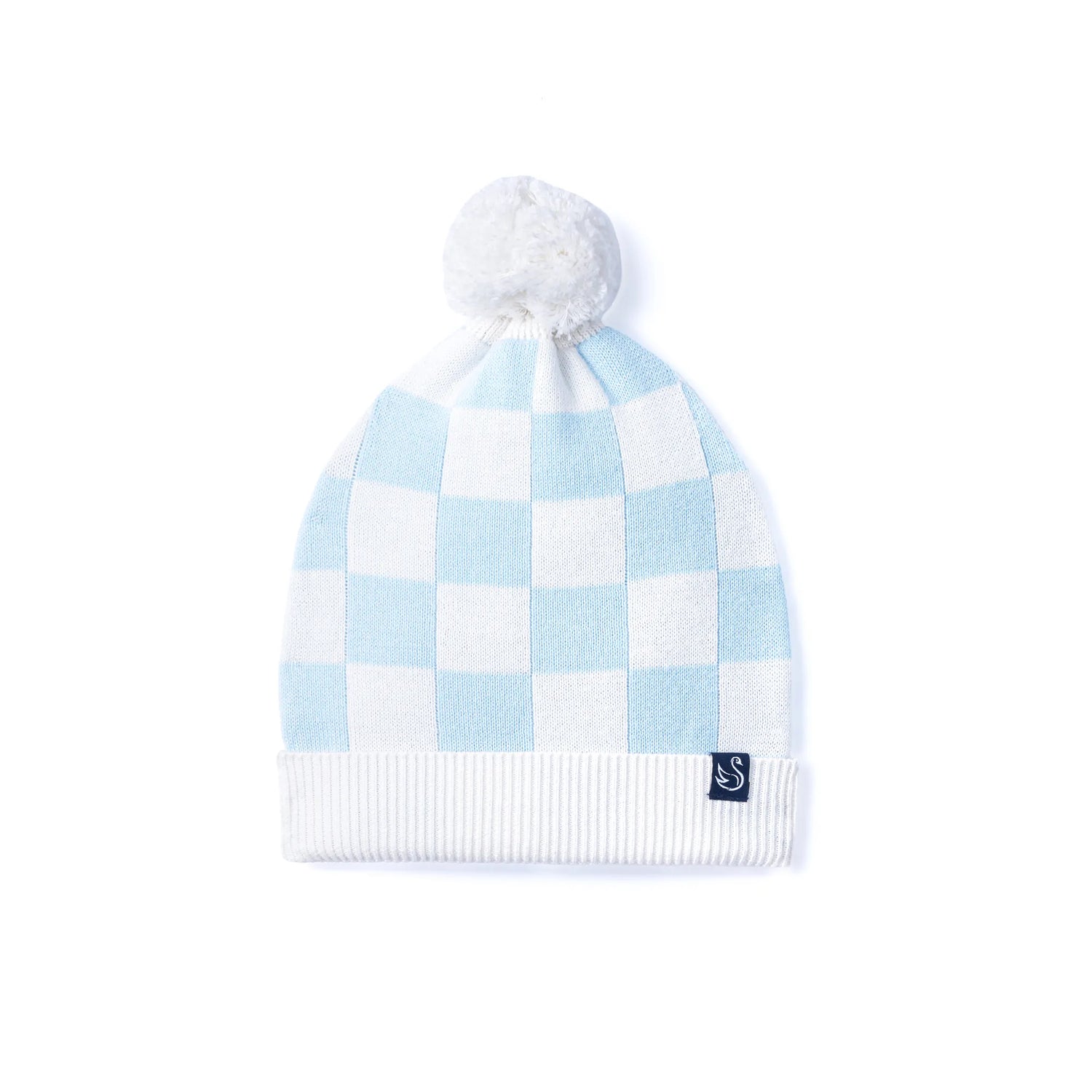 Blue Checker Baby Knit Beanie