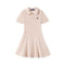 Cable Knit Polo Dress in Beige