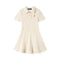Cable Knit Polo Dress in Cream