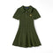 Cable Knit Polo Dress in Forest Green